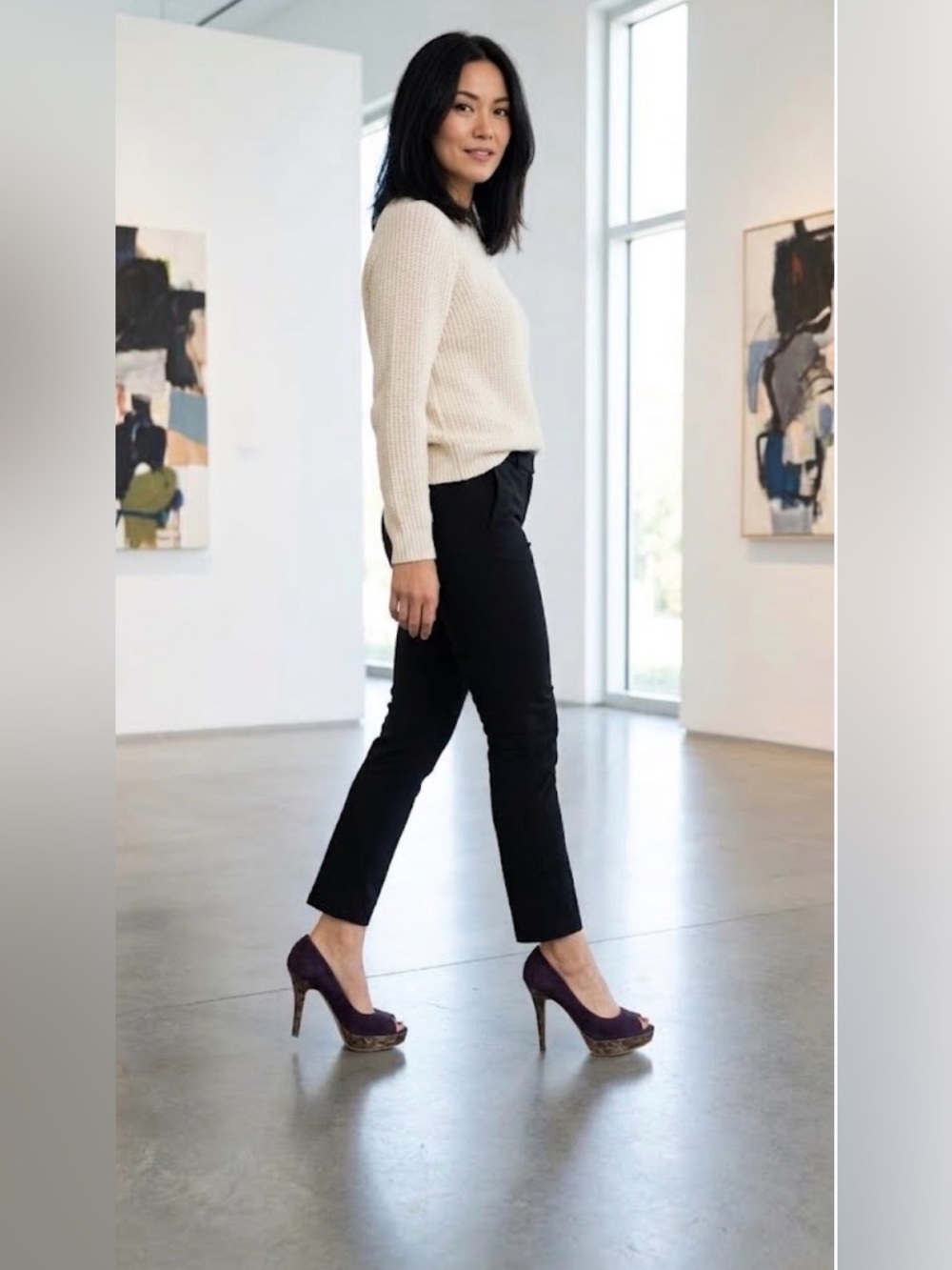 Enzo Angiolini Black Cropped Slim Ankle Pants